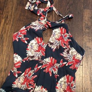 Navy flora halter dress